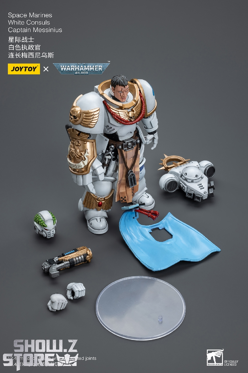 Fully articulated White Scars Space Marine with chain weapon and shield accessories Fully articulated White Scars Space Marine with chain weapon and shield accessories