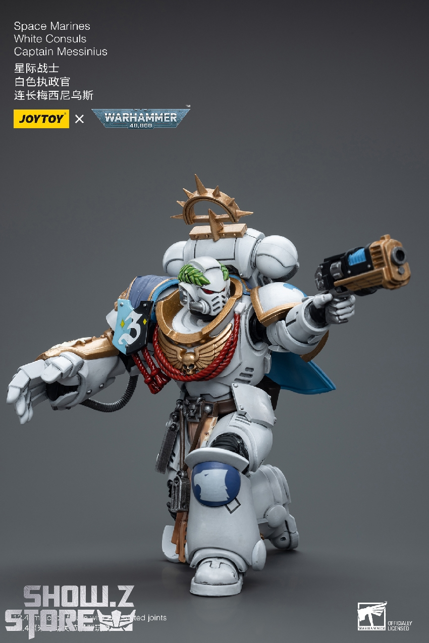 White Scars warrior in dynamic combat pose with detailed armor painting White Scars warrior in dynamic combat pose with detailed armor painting