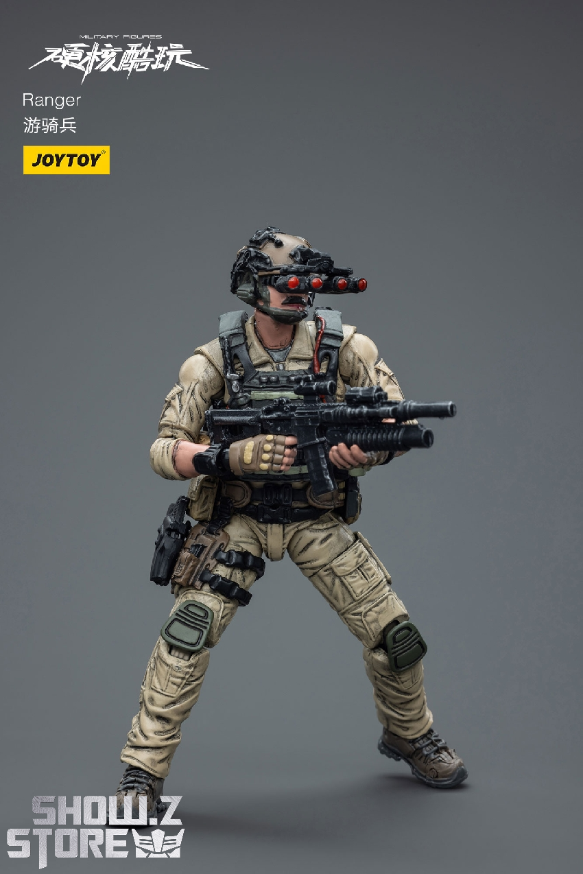 Detailed military operator figure with tactical equipment and assault rifle Detailed military operator figure with tactical equipment and assault rifle