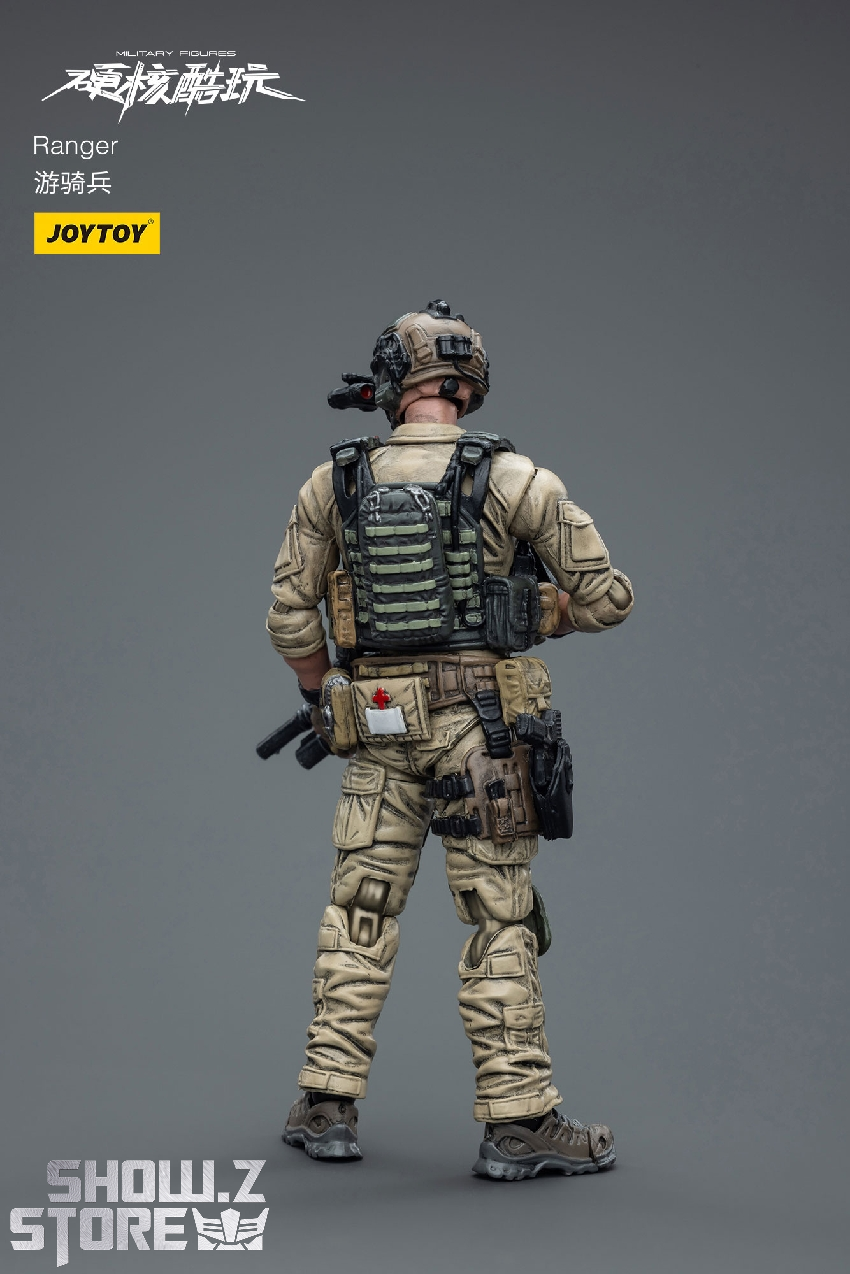 Military ranger action figure in dynamic combat stance with weapons Military ranger action figure in dynamic combat stance with weapons