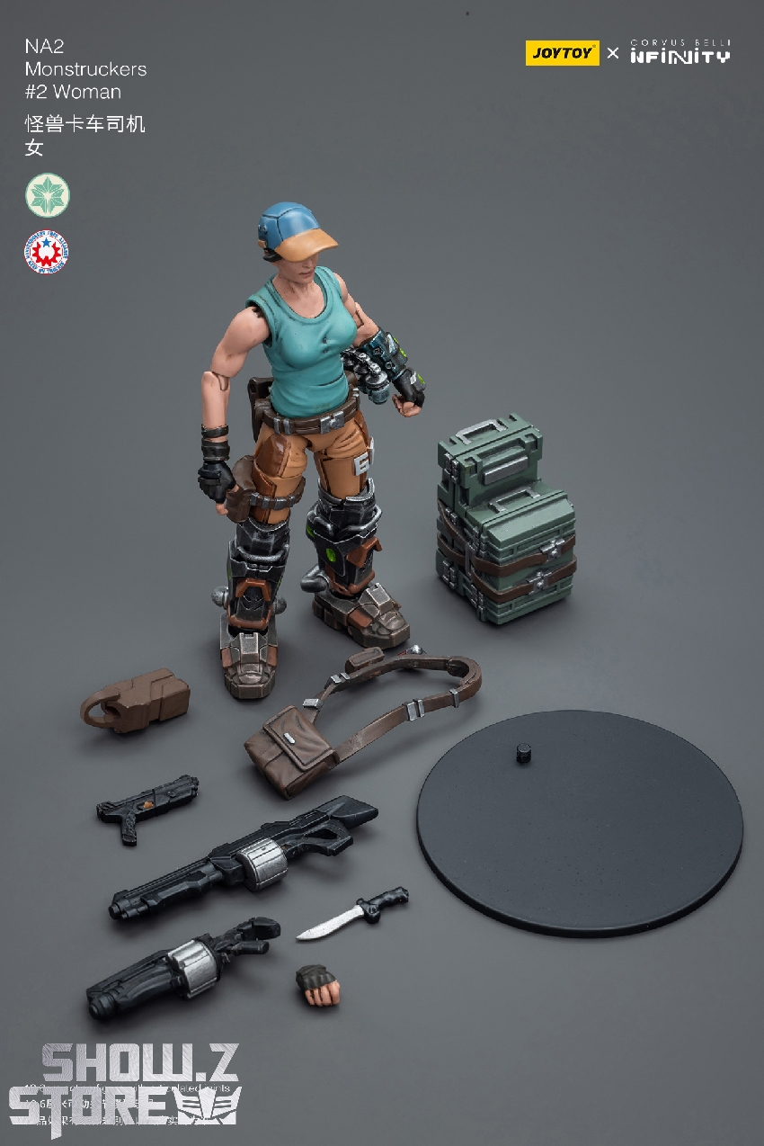 Armed combat figure in tactical turquoise vest and brown equipment Armed combat figure in tactical turquoise vest and brown equipment