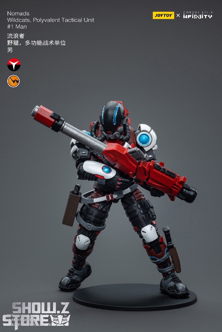 Soldier figure with red equipment and weapons in display pose Soldier figure with red equipment and weapons in display pose