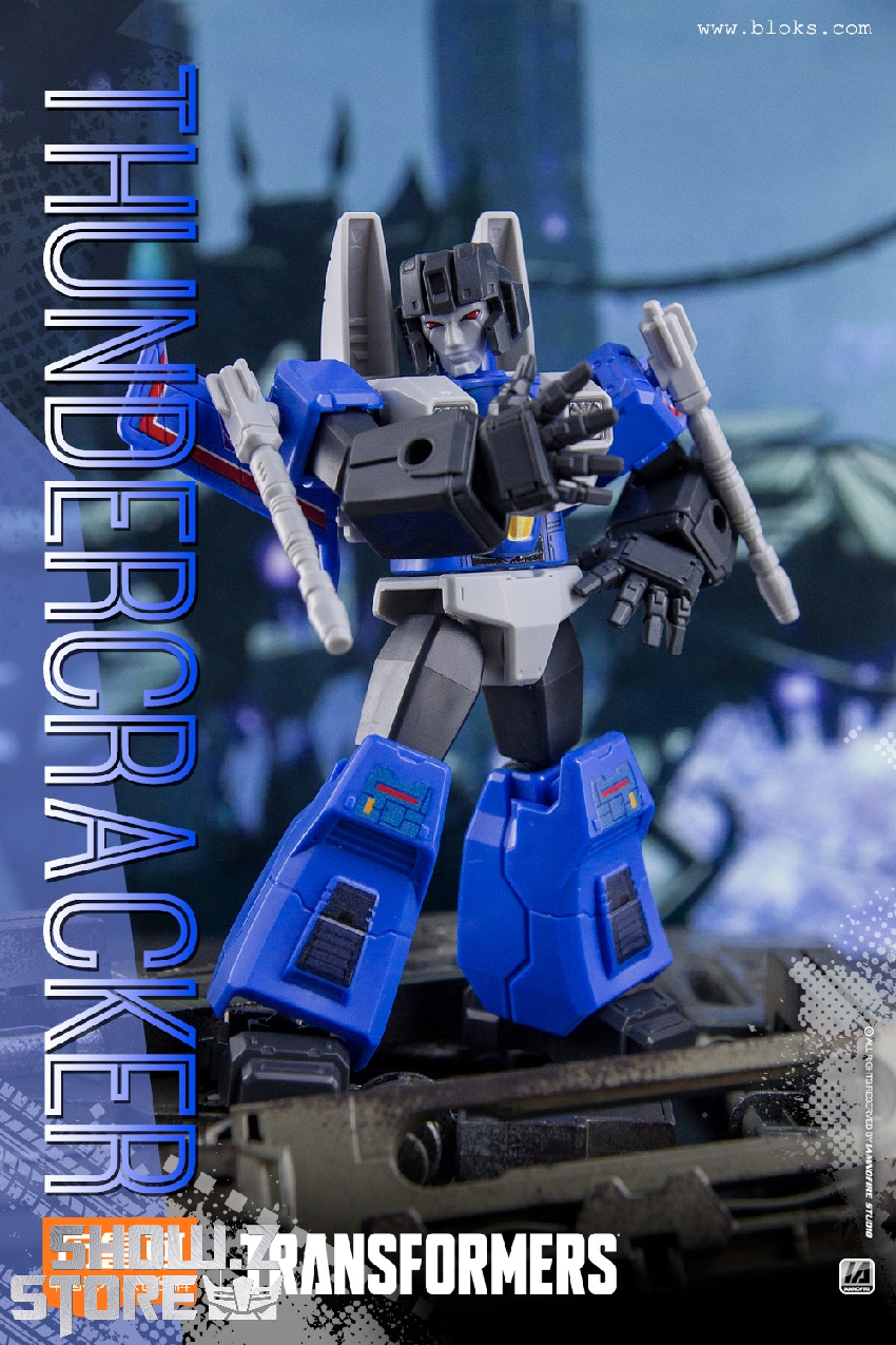 Blokees Transformers Galaxy Version blue and black robot with articulated joints standing pose Blokees Transformers Galaxy Version blue and black robot with articulated joints standing pose