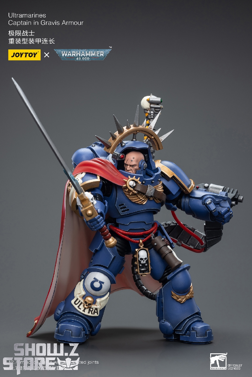 JoyToy 1/18 Warhammer 40K Ultramarines Captain in Gravis Armor with sword and shoulder cannon JoyToy 1/18 Warhammer 40K Ultramarines Captain in Gravis Armor with sword and shoulder cannon