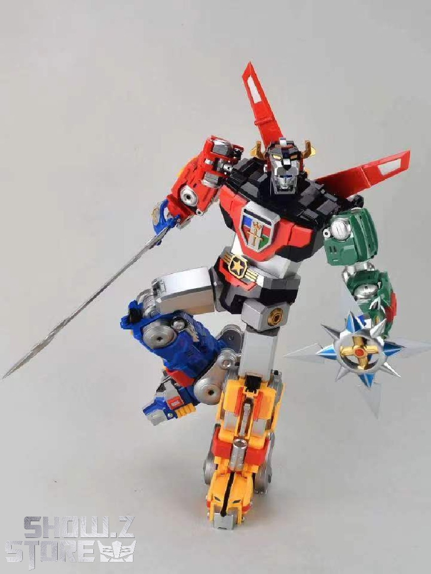 Red and blue warrior robot with articulated joints and sword weapon Red and blue warrior robot with articulated joints and sword weapon