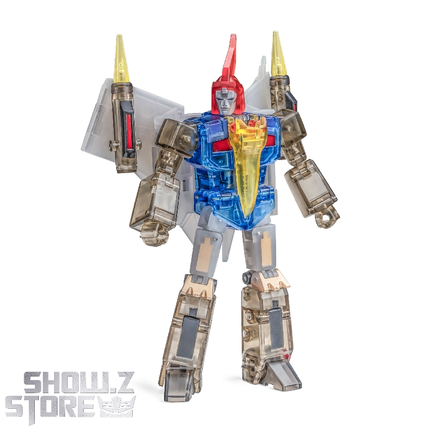 Swoop transformer clear version with mechanical detail visibility and dual color scheme Swoop transformer clear version with mechanical detail visibility and dual color scheme