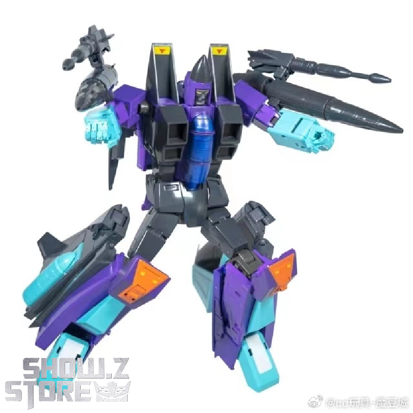 Ramjet robot mode standing upright displaying purple body with cyan and black armor accents Ramjet robot mode standing upright displaying purple body with cyan and black armor accents
