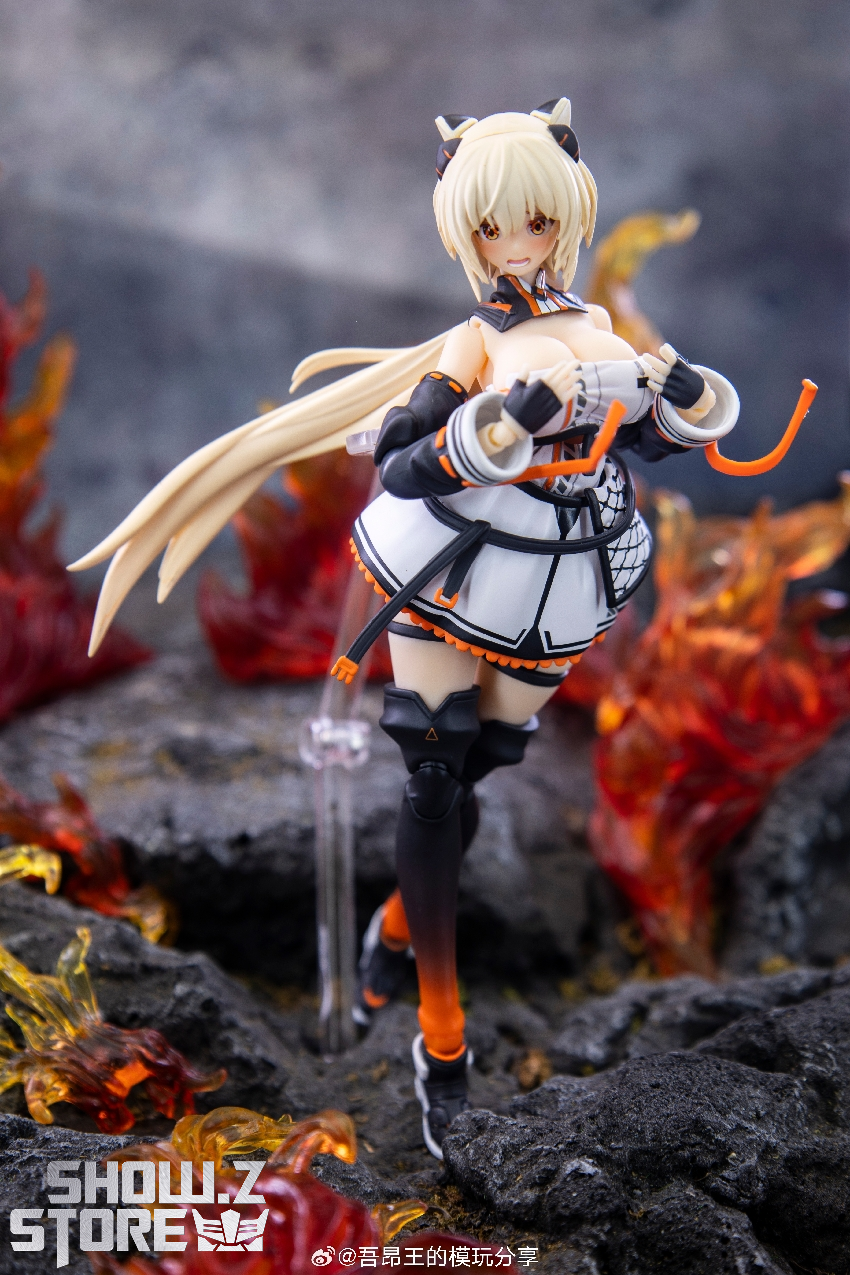 Anime girl character featuring long white hair in combat-ready pose with weapon Anime girl character featuring long white hair in combat-ready pose with weapon