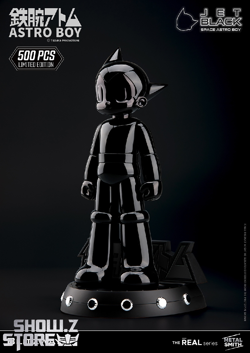 Black metallic Astro Boy figure in neutral standing position Black metallic Astro Boy figure in neutral standing position