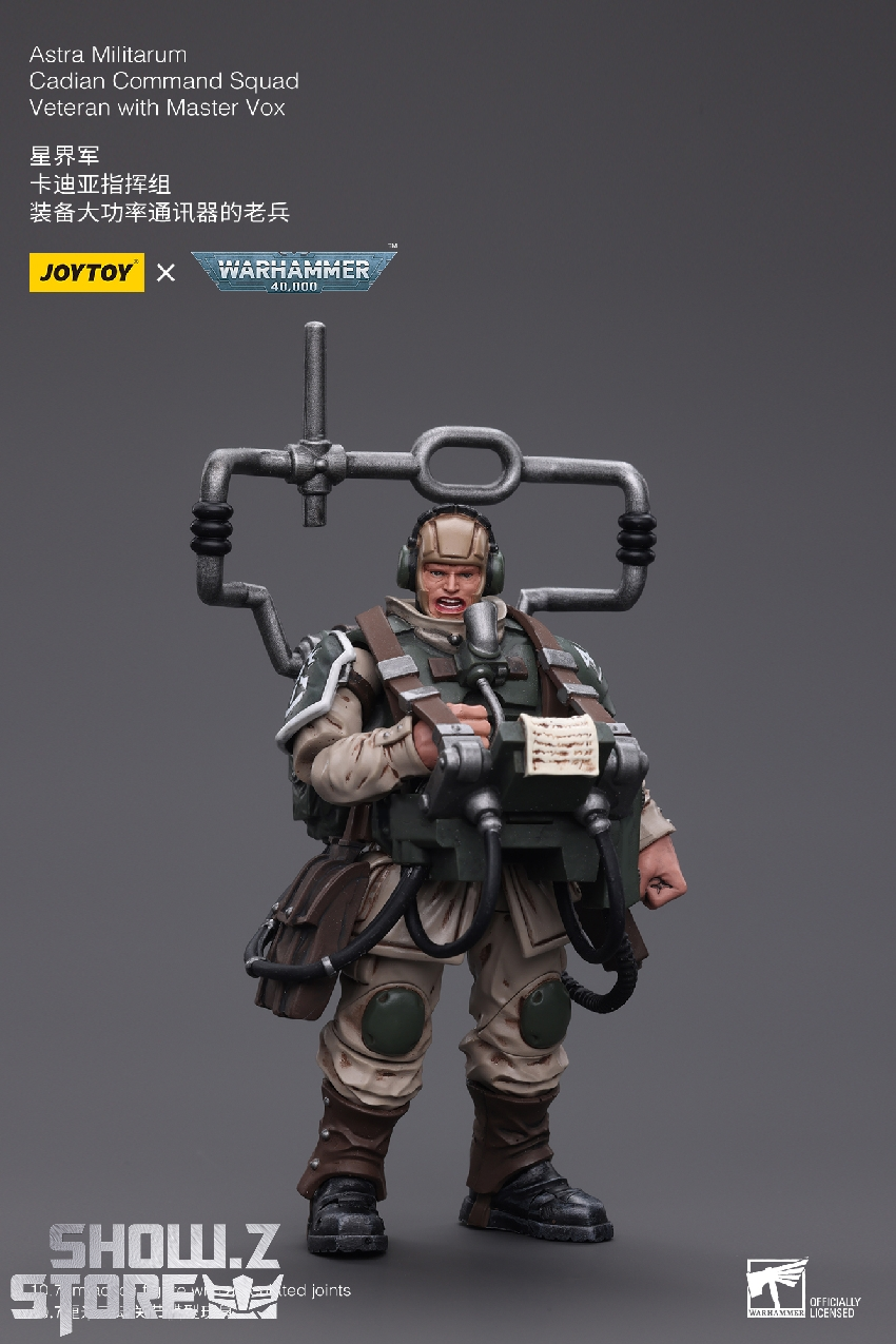 Frontal display of JoyToy jetpack-equipped Astra Militarum guardsman with heavy armaments Frontal display of JoyToy jetpack-equipped Astra Militarum guardsman with heavy armaments
