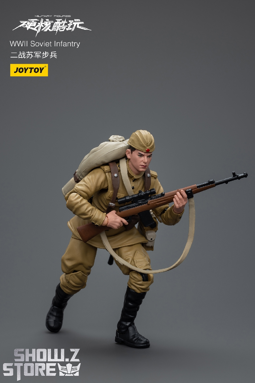 Soviet WWII soldier holding rifle with extended sling and ammunition Soviet WWII soldier holding rifle with extended sling and ammunition