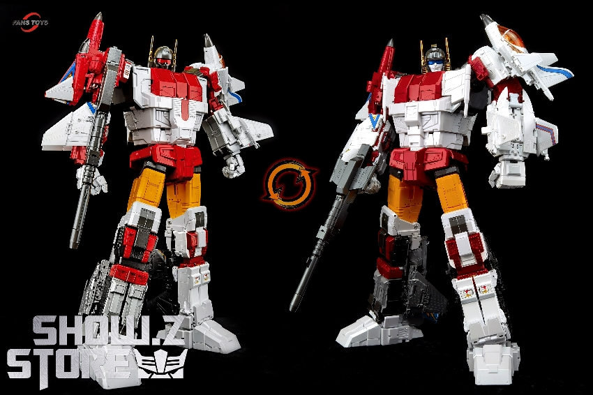 FansToys red white aerialbot fighter jet plane transformation mode FansToys red white aerialbot fighter jet plane transformation mode