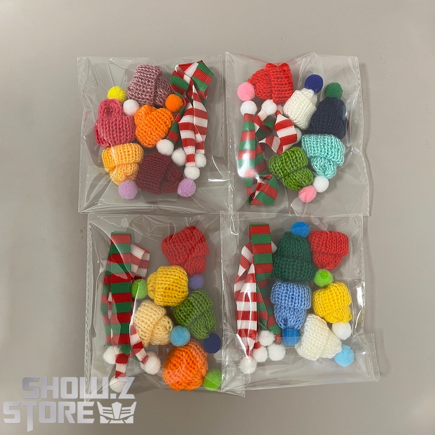 Colorful crocheted Christmas hat and scarf set pieces Colorful crocheted Christmas hat and scarf set pieces