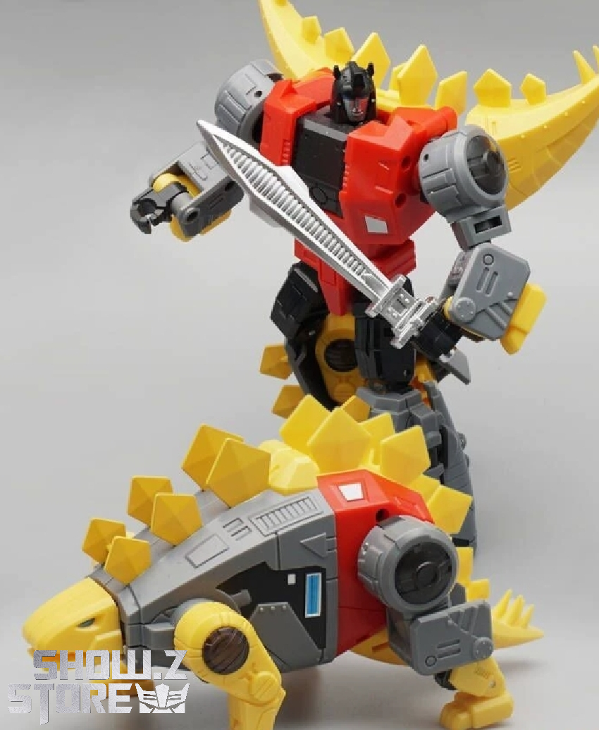 Yellow red and black dinosaur themed transformer robots Yellow red and black dinosaur themed transformer robots