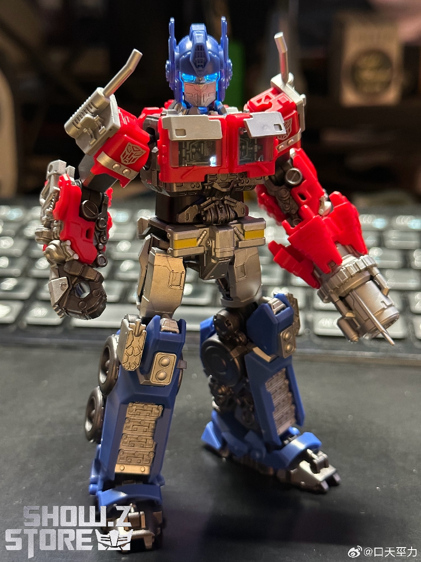 Optimus Prime robot showing complete transformation capability with articulated arm and leg joints Optimus Prime robot showing complete transformation capability with articulated arm and leg joints