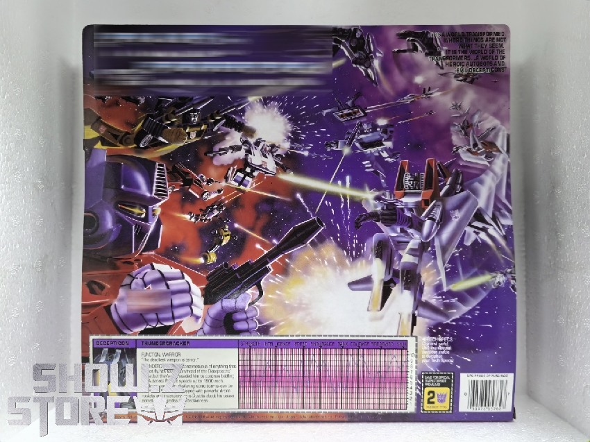 Purple themed box packaging for G1 Thundercracker fourth party transformation toy Purple themed box packaging for G1 Thundercracker fourth party transformation toy