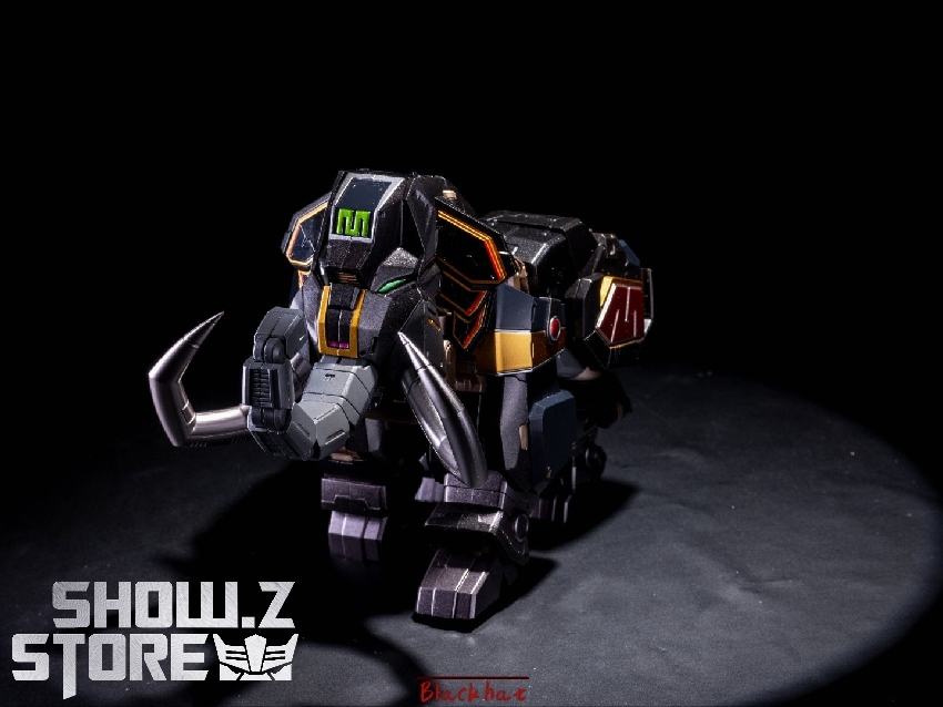 Flame Toys Dino Megazord dark robot form side view angle Flame Toys Dino Megazord dark robot form side view angle