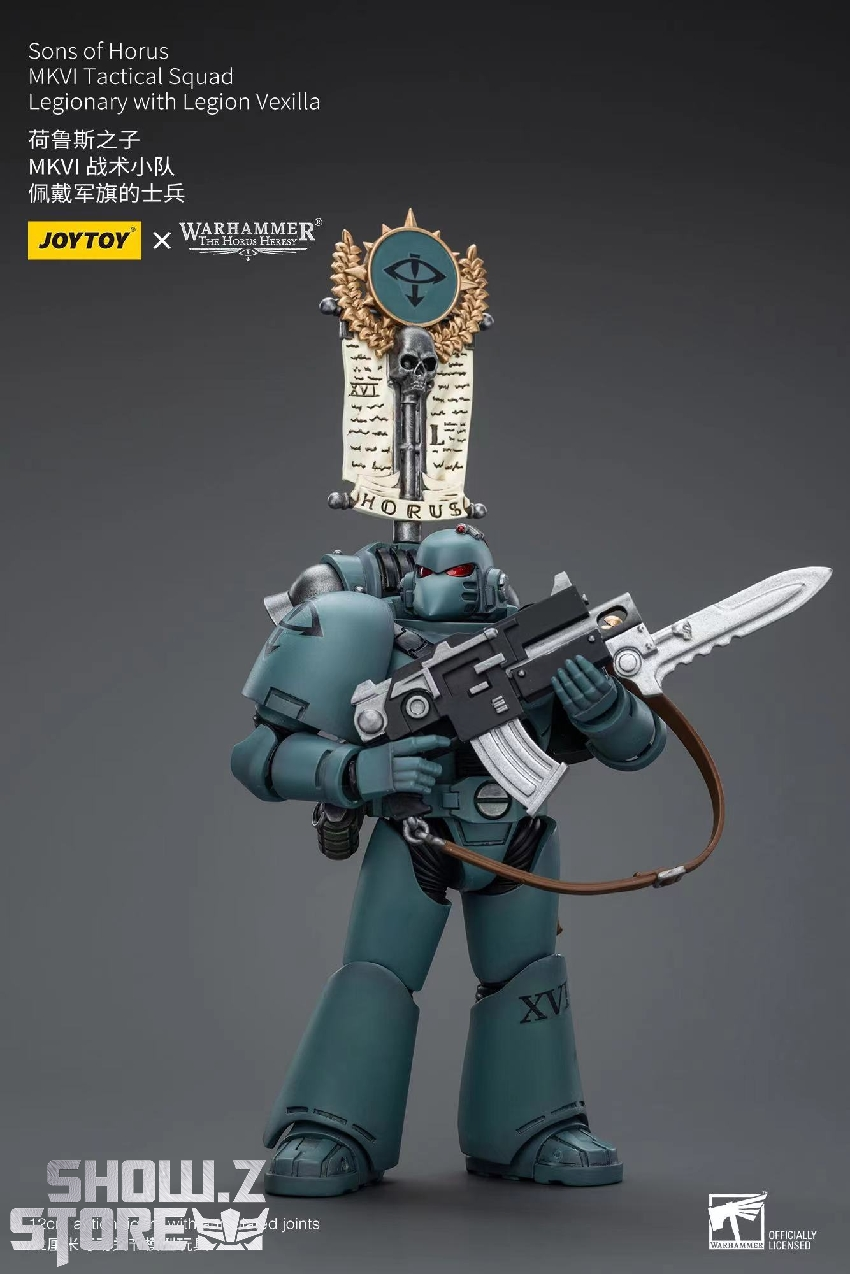 Warhammer Horus Heresy warrior displaying detailed armor plating and weaponry Warhammer Horus Heresy warrior displaying detailed armor plating and weaponry