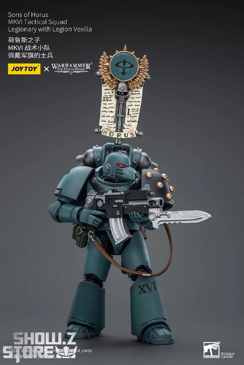 Fully equipped Horus Heresy space marine in combat-ready tactical stance Fully equipped Horus Heresy space marine in combat-ready tactical stance