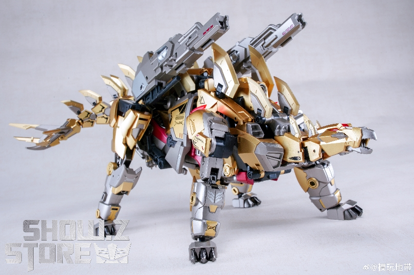 Cang-Toys Stegsarow Snarl brown gold dinosaur pose display Cang-Toys Stegsarow Snarl brown gold dinosaur pose display