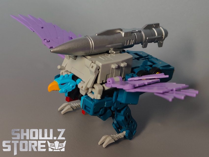 DX9 Triple Changers robot figure with purple blue and gun weapon detail DX9 Triple Changers robot figure with purple blue and gun weapon detail