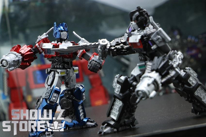 Blokees Transformers Classic Class robot in blue and red colors displayed Blokees Transformers Classic Class robot in blue and red colors displayed