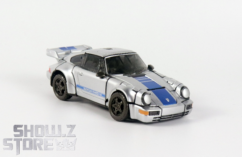 Race car alternate form displaying blue racing stripes and molding Race car alternate form displaying blue racing stripes and molding