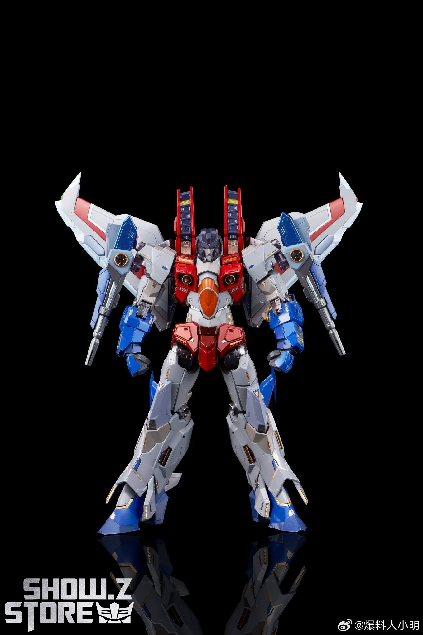 Starscream robot in aggressive combat ready stance with extended weaponry Starscream robot in aggressive combat ready stance with extended weaponry