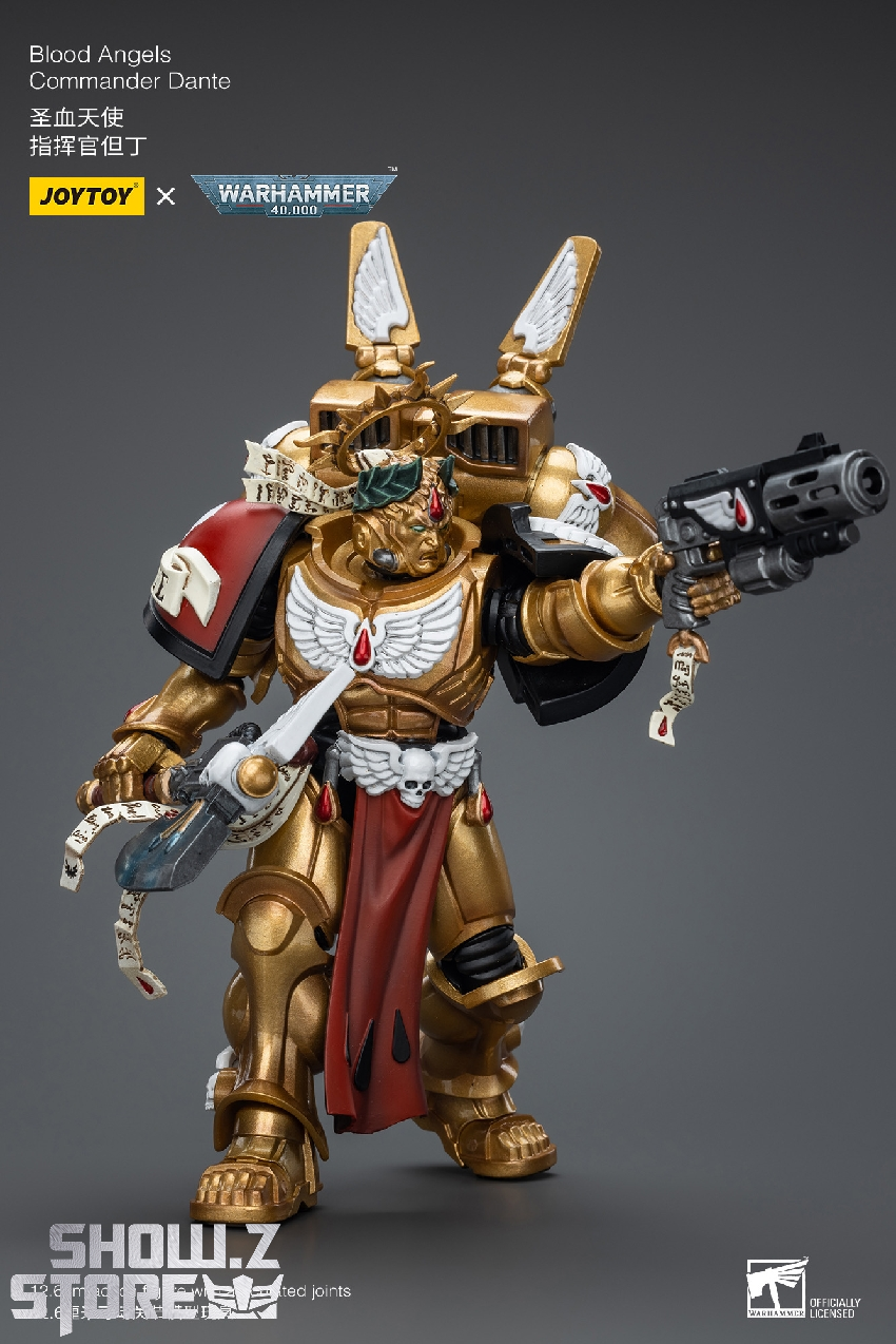 Side angle Blood Angels Captain weapon configurations multiple accessories Side angle Blood Angels Captain weapon configurations multiple accessories