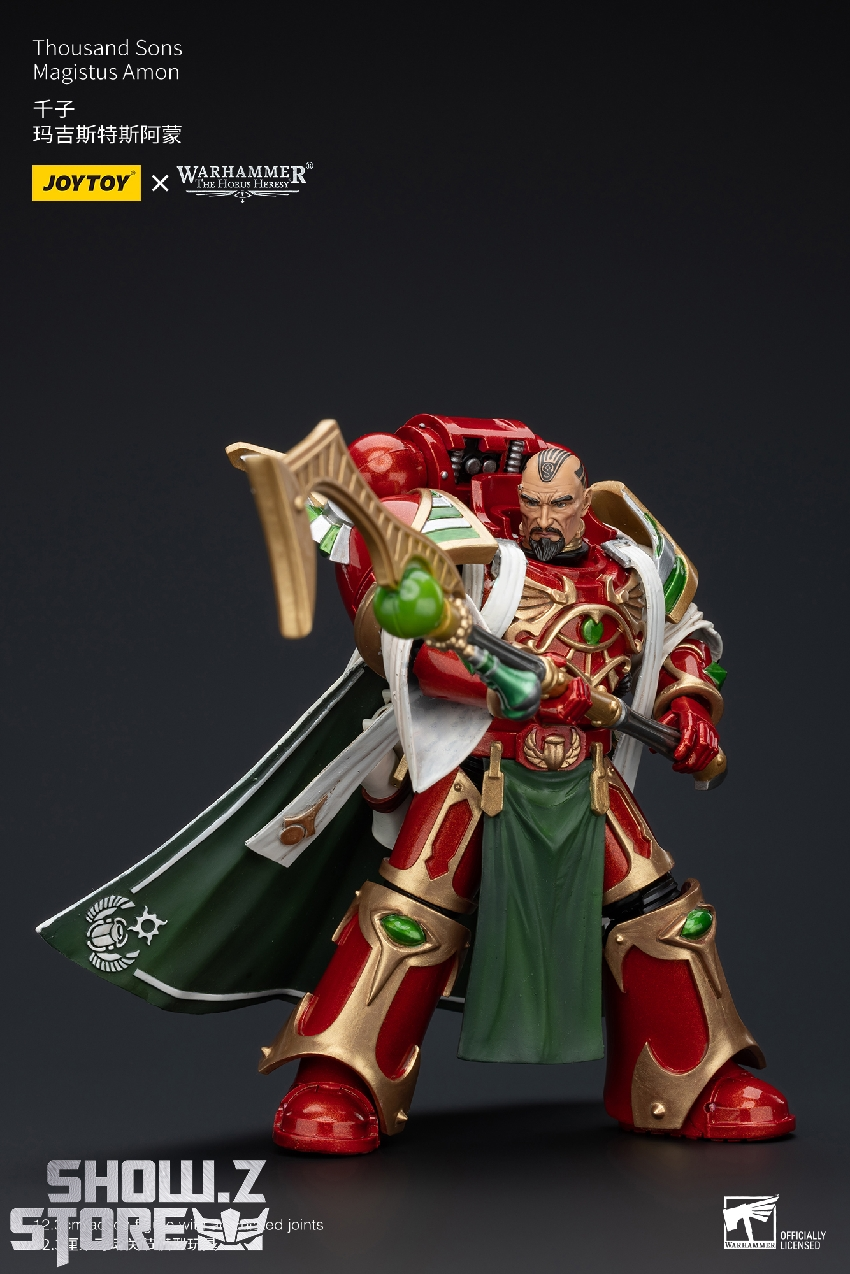 Thousand Sons superhuman soldier in ornate red gold armor with melee weapon Thousand Sons superhuman soldier in ornate red gold armor with melee weapon