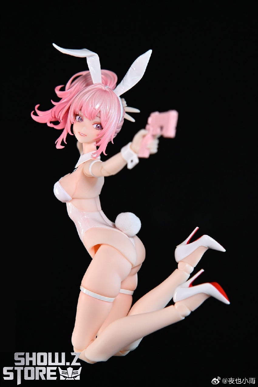 Bunny girl character in side profile showing full body proportions and outfit Bunny girl character in side profile showing full body proportions and outfit