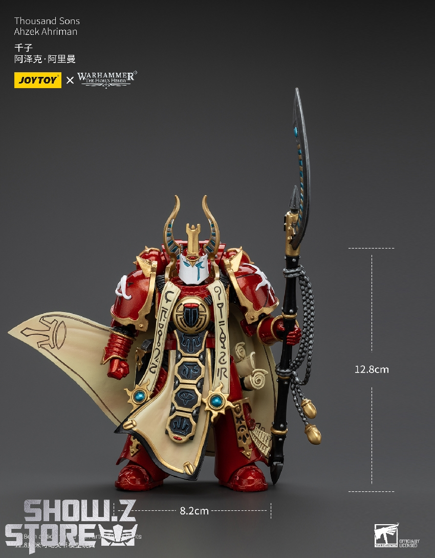 Thousand Sons chaos warrior in golden armored suit with ceremonial staff sword Thousand Sons chaos warrior in golden armored suit with ceremonial staff sword