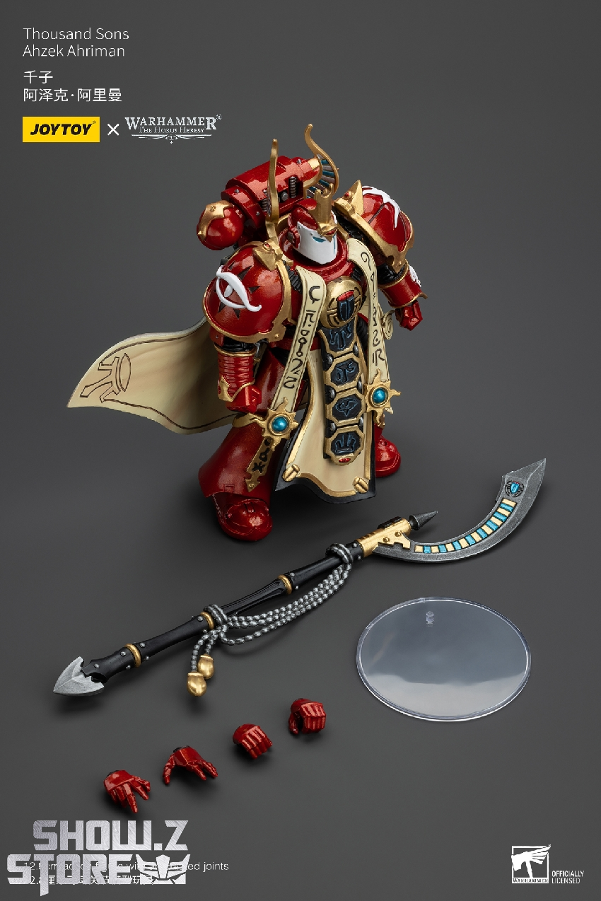 Thousand Sons Legion superhero soldier in detailed red gold cream armor Thousand Sons Legion superhero soldier in detailed red gold cream armor
