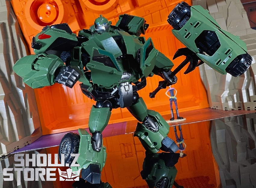 Green transformation robot showing alternate form vehicle mode Green transformation robot showing alternate form vehicle mode