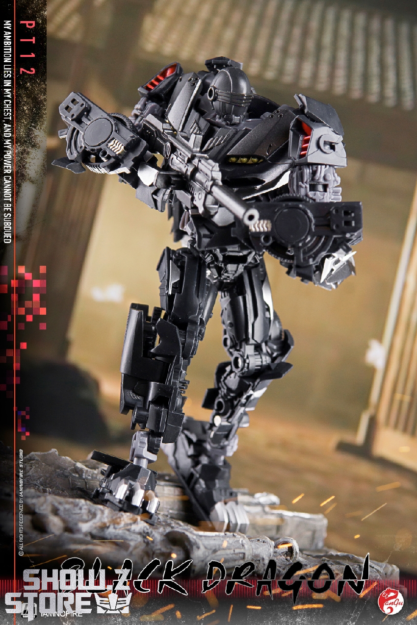 Black Ninja robot full figure display in action stance Black Ninja robot full figure display in action stance