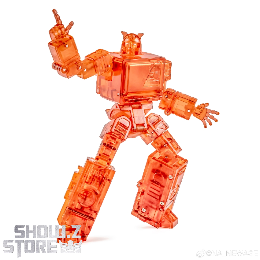 Detailed articulated robot figure with red plastic construction and weapons Detailed articulated robot figure with red plastic construction and weapons