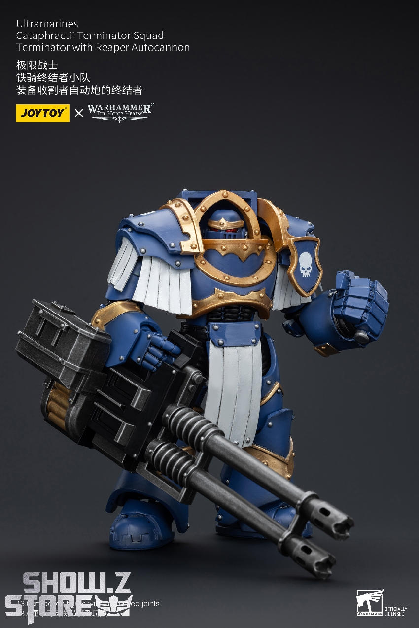 Ultramarines legionnaire in combat stance iconic blue armor gold decoration Ultramarines legionnaire in combat stance iconic blue armor gold decoration