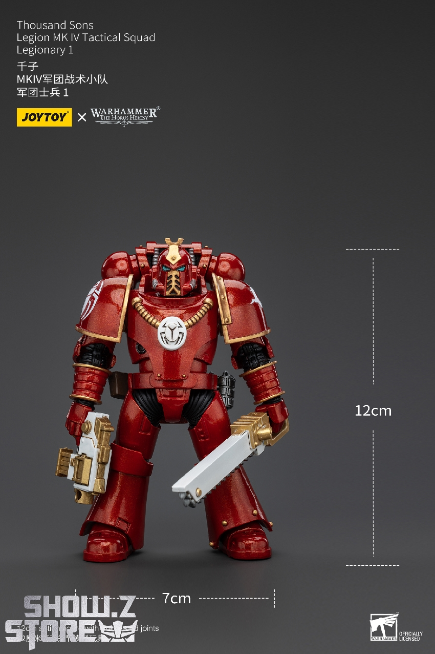 Red and cream JoyToy 1/18 Warhammer Thousand Sons warrior ornate armor weapons Red and cream JoyToy 1/18 Warhammer Thousand Sons warrior ornate armor weapons