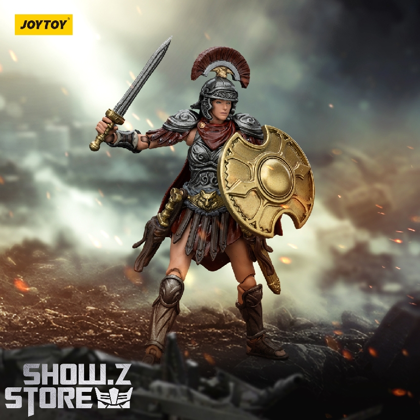 Female Roman soldier in battle gear on stormy battlefield Female Roman soldier in battle gear on stormy battlefield