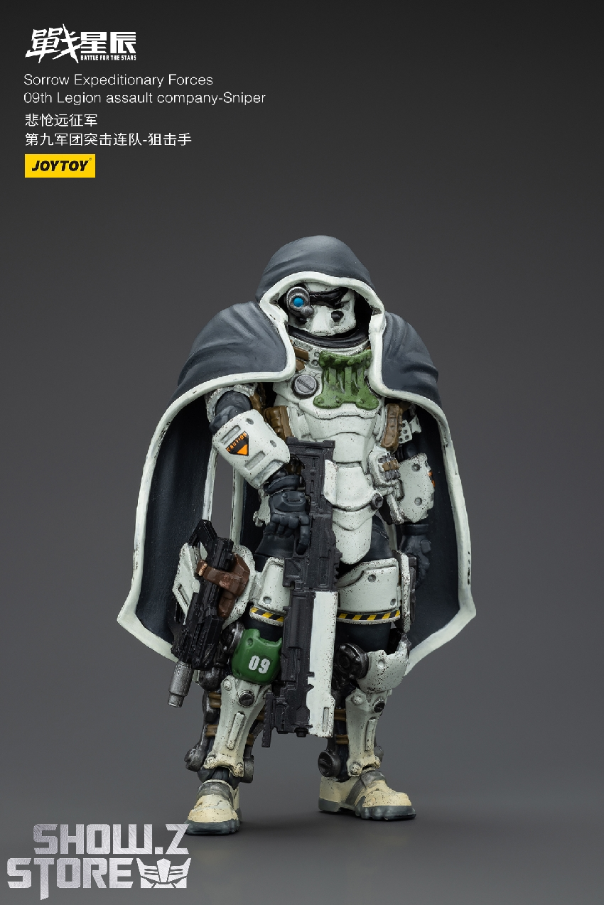 JoyToy Sorrow figure side angle showing detailed combat gear and armor plating JoyToy Sorrow figure side angle showing detailed combat gear and armor plating