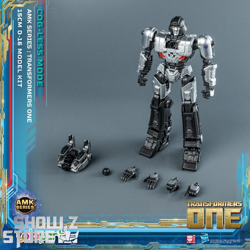 White black gray Megatron D-16 in cog-less robot mode upright stance White black gray Megatron D-16 in cog-less robot mode upright stance