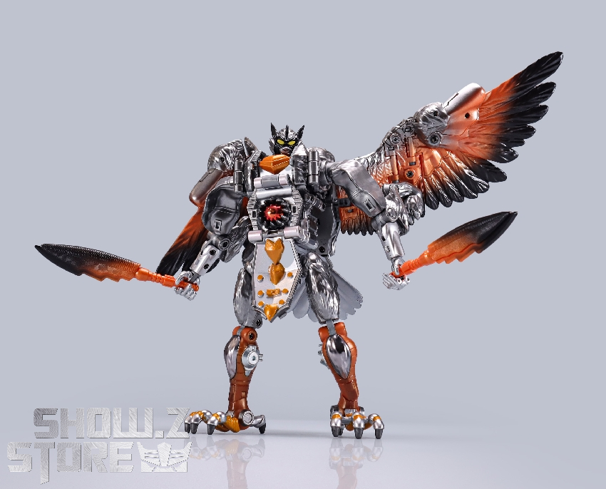 Orange and silver eagle robot showing bot mode Orange and silver eagle robot showing bot mode