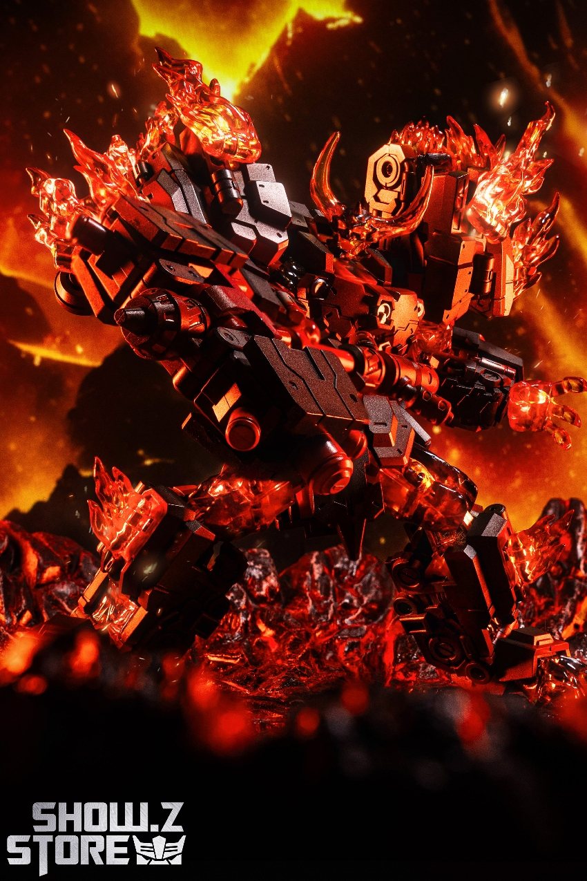 Fiery chaos blaze robot surrounded by flame effects dramatic lighting Fiery chaos blaze robot surrounded by flame effects dramatic lighting