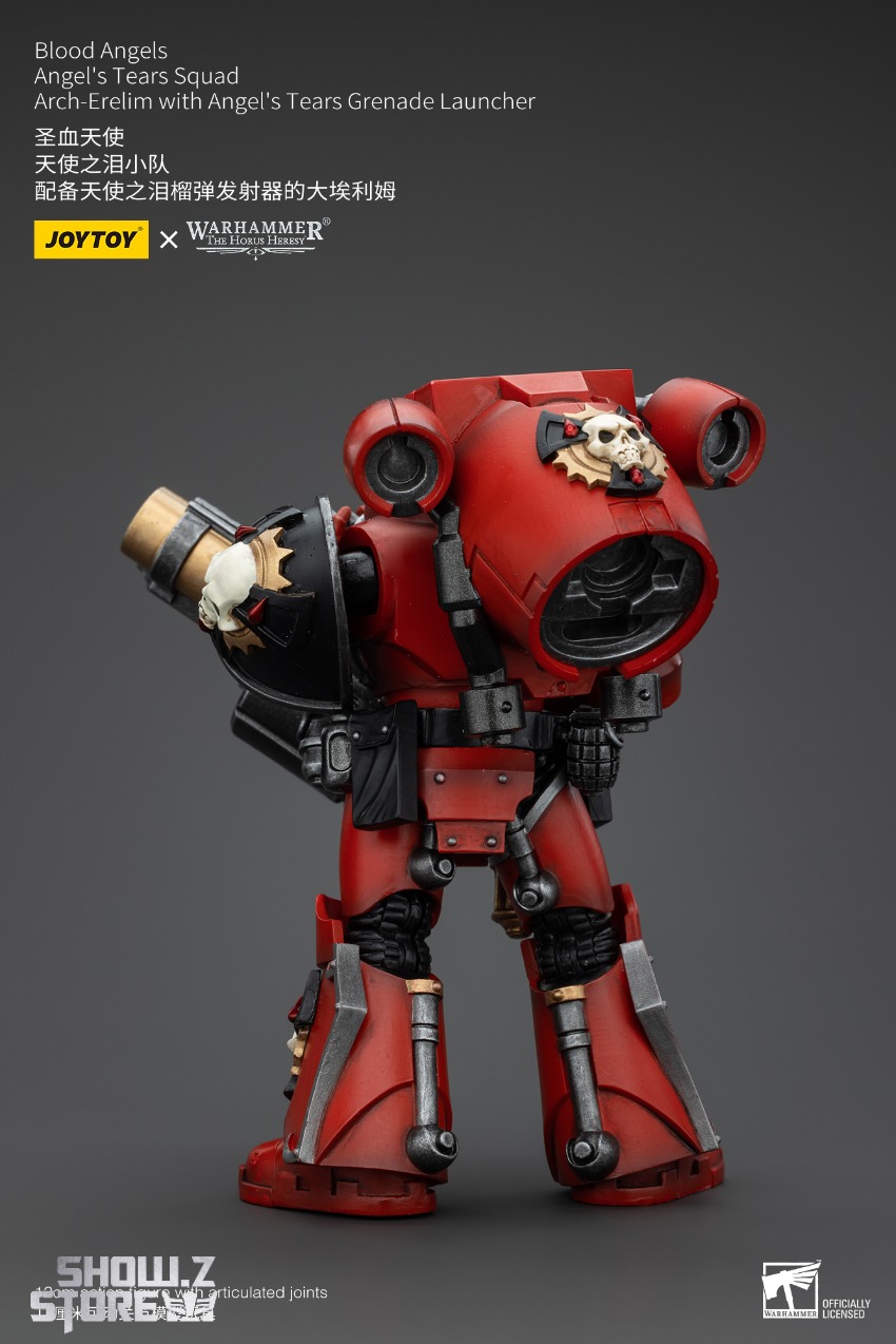 Red space marine with grenade launcher and detailed arm weaponry Red space marine with grenade launcher and detailed arm weaponry