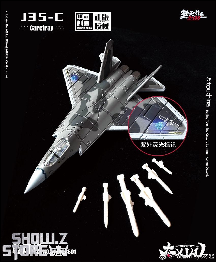 White tactical jet with mounted weapons and modular component breakdown White tactical jet with mounted weapons and modular component breakdown