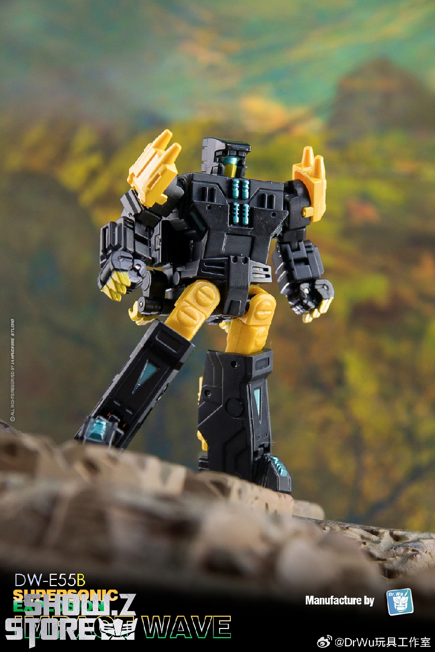 Black cassette transformer in dynamic action pose with extended articulated limbs Black cassette transformer in dynamic action pose with extended articulated limbs