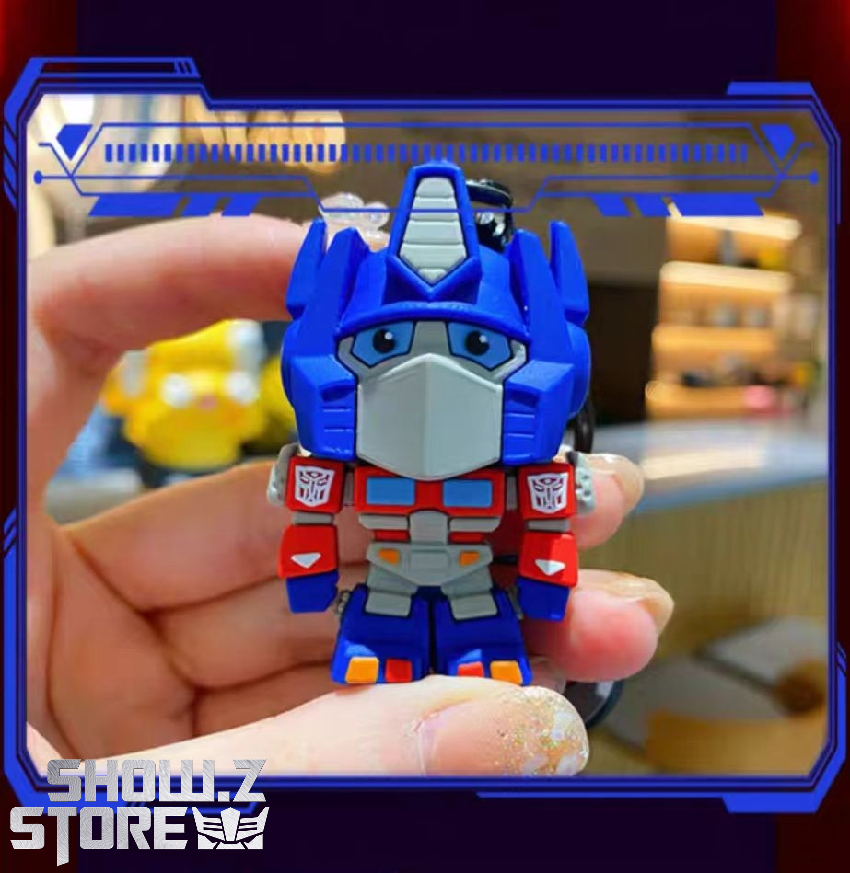 Blue Optimus Prime robot keychain compact collectible size detail view Blue Optimus Prime robot keychain compact collectible size detail view