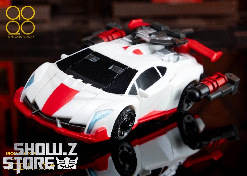 Red white robot center with sports car modes Red white robot center with sports car modes