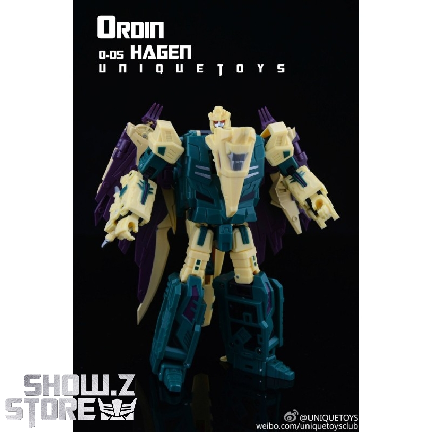 Robot figure displaying extended purple yellow wing-like appendages dynamic Robot figure displaying extended purple yellow wing-like appendages dynamic