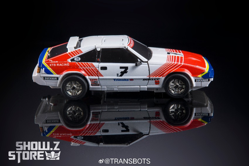 XTransbots Downshift Racer Type red white car detailed angle XTransbots Downshift Racer Type red white car detailed angle